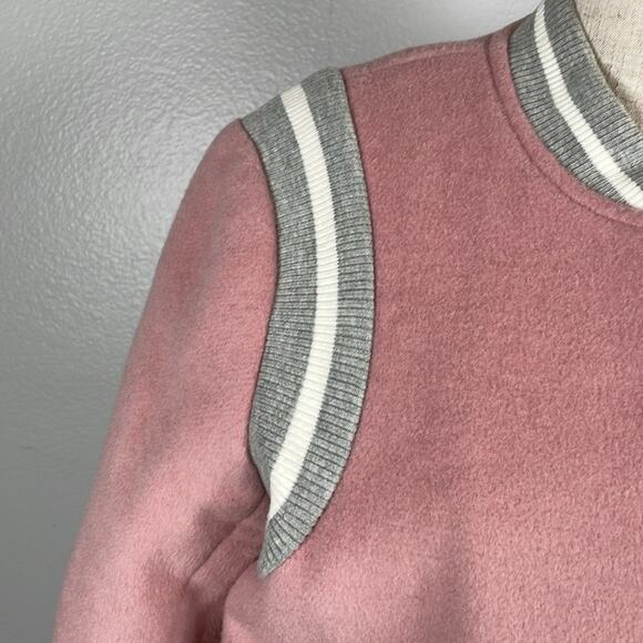 Parker Pink and Grey Wool Varsity Letterman style jacket snap front lined small - Picture 3 of 10